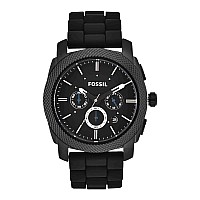 Fossil Mens Machine Quartz Stainless Steel And Silicone Chronograph Watch Color Black Model Fs4487