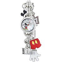 Disney Womens Mk2066 Mickey Mouse Charm Watch With Mother Of Pearl Dial