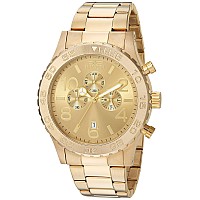 Invicta Men's 1270 Specialty Chronograph Gold Dial 18k Gold Ion-Plated Stainless Steel Watch