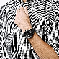 Fossil Mens Nate Quartz Stainless Steel And Leather Chronograph Watch, Color: Black (Model: Jr1354)