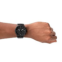 Fossil Mens Nate Quartz Stainless Steel Chronograph Watch, Color: Black Stainless (Model: Jr1401)