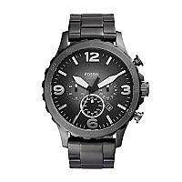 Fossil Mens Nate Quartz Stainless Steel Chronograph Watch, Color: Smoke (Model: JR1437)