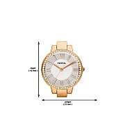 Fossil Womens Virginia Quartz Stainless Steel Threehand Watch Color Rose Gold Glitz Model Es3284