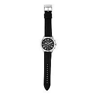 Fossil Mens Grant Quartz Stainless Steel and Leather Chronograph Watch, Color: Silver, Black (Model: FS4812)