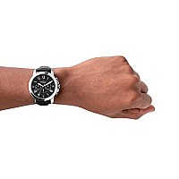 Fossil Mens Grant Quartz Stainless Steel and Leather Chronograph Watch, Color: Silver, Black (Model: FS4812)