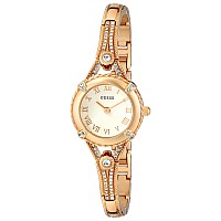 Guess Petite Vintage Inspired Gold-Tone Crystal Bracelet Watch With Self-Adjustable Links. Color: Gold-Tone (Model: U0135L2)