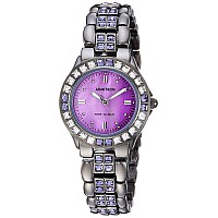 Armitron Womens 753689Vmdg Purple Genuine Crystalaccented Gunmetal Bracelet Watch