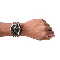 Fossil Mens Coachman Quartz Stainless Steel And Leather Chronograph Watch, Color: Silver, Brown (Model: Ch2891)