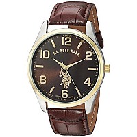 U.S. Polo Assn. Classic Men's USC50225 Watch with Brown Faux-Leather Strap