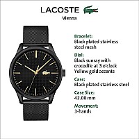 Lacoste Vienna Mens Quartz Stainless Steel And Mesh Bracelet Casual Watch Color Black Model 2011105