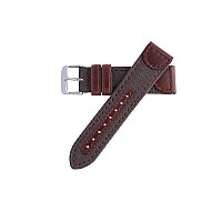 18mm Brown Genuine Oil Tan Leather & Canvas Hadley Roma Watch Band Strap MS868