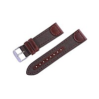 18mm Brown Genuine Oil Tan Leather & Canvas Hadley Roma Watch Band Strap MS868