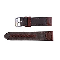 18mm Brown Genuine Oil Tan Leather & Canvas Hadley Roma Watch Band Strap MS868