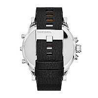 Diesel Men's 57mm Mr. Daddy 2.0 Quartz Stainless Steel and Leather Chronograph Watch, Color: Black/Silver (Model: DZ7313)