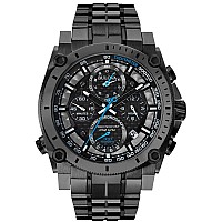 Bulova Mens Precisionist Gunmetal Ionplated Stainless Steel 8Hand Chronograph Watch With Blue Accents Style 98B229