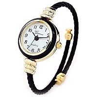 Black Gold Geneva Cable Band Women's Small Size Bangle Watch