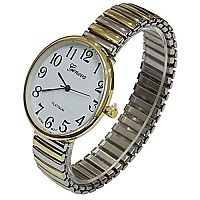 Super Large Face Easy to Read Two-Tone Stretch Band Watch