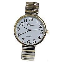 Super Large Face Easy to Read Two-Tone Stretch Band Watch