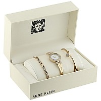 Anne Klein Womens Premium Crystal Accented Bangle Watch And Bracelet Set