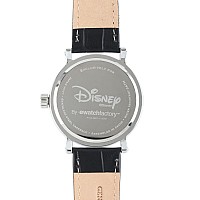 Disney Mickey Mouse Adult Vintage Articulating Hands Analog Quartz Watch Silver Silver Black