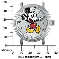 Disney Mickey Mouse Adult Vintage Articulating Hands Analog Quartz Watch Silver Silver Black