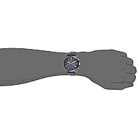 Fossil Mens Grant Quartz Stainless Steel and Leather Chronograph Watch, Color: Black, Navy (Model: FS5061)