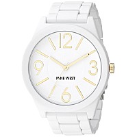 Nine West Womens Nw1678Wtwt Matte White Rubberized Bracelet Watch