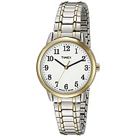 Timex Women's TW2P78700 Easy Reader Two-Tone Stainless Steel Expansion Band Watch, Two-Tone/White