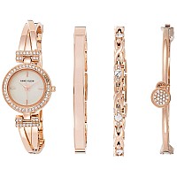 Anne Klein Womens Premium Crystal Accented Bangle Watch And Bracelet Set Ak2238