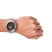 Fossil Mens Townsman Automatic Stainless Steel Two-Hand Subeye Watch, Color: Silver (Model: ME3107)