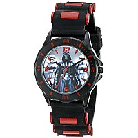 Accutime Kids Star Wars Darth Vader Analog Quartz Black Wrist Watch with Red Accents, Rubber Strap, cool Inexpensive gift & Party Favor for Boys, girls, Adults All Ages (Model: STW3434)