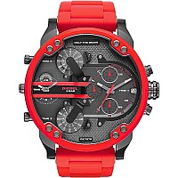 Diesel Men's 57mm Mr. Daddy 2.0 Quartz Stainless Steel and Silicone Chronograph Watch, Color: Gunmetal, Red (Model: DZ7370)