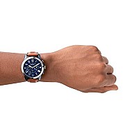 Fossil Mens Grant Quartz Stainless Steel And Leather Chronograph Watch, Color: Silver/Blue, Luggage (Model: Fs5151)