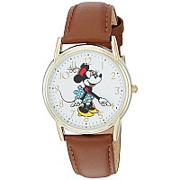 Disney Minnie Mouse Adult Classic Cardiff Articulating Hands Analog Quartz Leather Strap Watch