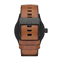 Diesel Men's 46mm Rasp Quartz Stainless Steel and Leather Three-Hand Watch, Color: Black, Brown (Model: DZ1764)