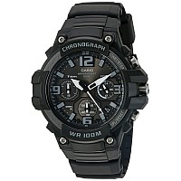 Casio Men's 'Heavy Duty Chronograph' Quartz Stainless Steel and Resin Casual Watch, Color:Black (Model: EAW-MCW-100H-1A3V)