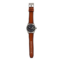 Diesel Armbar Stainless Steel And Leather Threehand Analog Mens Watch Color Gunmetal Brown Model Dz1784