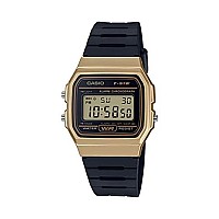 Casio Men's 'Vintage' Quartz Metal and Resin Casual Watch, Color:Black (Model: F-91WM-9ACF), Black/Gold