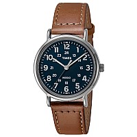 Timex Weekender 40mm Brown/Blue Two-Piece Leather Strap Watch