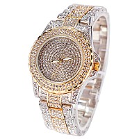 Smalody Round Luxury Women Watch Crystal Rhinestone Diamond Watches Stainless Steel Wristwatch Iced Out Watch With Japan Quartz