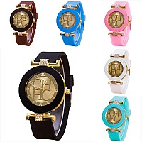 CdyBox 6 Assorted Ladies Women's Wrist Watch Girls Rhinestone Crystal Watch Silica Gel Wristwatch