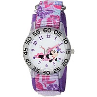 Disney Minnie Mouse Kids Plastic Time Teacher Analog Quartz Nylon Strap Watch