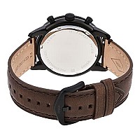 Fossil Mens Townsman Quartz Stainless Steel and Leather Chronograph Watch, Color: Black, Dark Brown (Model: FS5437)