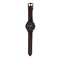 Fossil Mens Townsman Quartz Stainless Steel and Leather Chronograph Watch, Color: Black, Dark Brown (Model: FS5437)