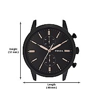 Fossil Mens Townsman Quartz Stainless Steel and Leather Chronograph Watch, Color: Black, Dark Brown (Model: FS5437)