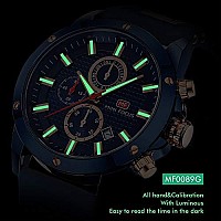 Mini Focus Mens Watch Casual Sports Watches (Chronograph/Waterproof/Luminous/Calendar) Silicon Band Fashion Quartz Watch for Men (Blue)