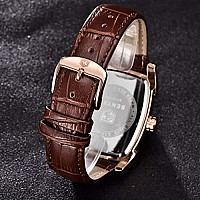 BENYAR Rectangle Wrist Watch for Men with Leather Strap, Men's Retro Fashion Casual Classic Watches Perfect Gifts for Friend