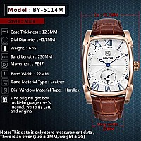 BENYAR Rectangle Wrist Watch for Men with Leather Strap, Men's Retro Fashion Casual Classic Watches Perfect Gifts for Friend