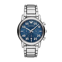 Emporio Armani Mens Chronograph Stainless Steel Quartz Watch With Stainlesssteel Strap Silver 22 Model Ar11132