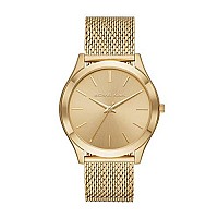 Michael Kors Mens Slim Runway Threehand Goldtone Stainless Steel Mesh Band Watch Model Mk8625